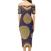 Australia Aboriginal Short Sleeve Off Shoulder Lady Dress - Beautiful Indigenous seamless pattern based in universe with galaxies form Dress