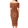 Australia Aboriginal Short Sleeve Off Shoulder Lady Dress - Pastel Aboriginal Patterns Dress