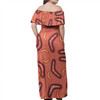 Australia Aboriginal Off Shoulder Long Dress - Aboriginal Boomerang Pattern Background Dress