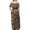 Australia Aboriginal Off Shoulder Long Dress - Aboriginal circle design seamless pattern background Dress