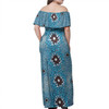 Australia Aboriginal Off Shoulder Long Dress - Aboriginal dot art blue background Dress