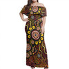 Australia Aboriginal Off Shoulder Long Dress - Aboriginal dot art Flowers background Dress