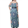 Australia Aboriginal Off Shoulder Long Dress - Aboriginal vector art background Blue Dress