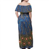 Australia Aboriginal Off Shoulder Long Dress - Blue background of aboriginal art dreaming Dress