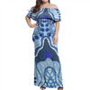 Australia Aboriginal Off Shoulder Long Dress - Contemporary style of aboriginal artwork Dress