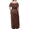 Australia Aboriginal Off Shoulder Long Dress - Goanna aboriginal art brown patterns Dress
