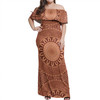 Australia Aboriginal Off Shoulder Long Dress - Pastel Aboriginal Patterns Dress