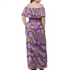 Australia Aboriginal Off Shoulder Long Dress - Purple Aboriginal design in contemporary style Dress