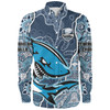 Cronulla-Sutherland Sharks Grand Final Custom Long Sleeve Shirts - Custom Sharkies With Contemporary Style Of Aboriginal Painting Long Sleeve Shirts