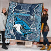 Cronulla-Sutherland Sharks  Grand Final Custom Quilt - Custom Cronulla-Sutherland Sharks  and Sutherland Sharkies With Contemporary Style Of Aboriginal Painting Quilt