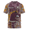 Brisbane Broncos Grand Final Custom T-shirt - Custom Brisbane Broncos With Contemporary Style Of Aboriginal Painting  T-shirt