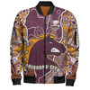 Brisbane Broncos Grand Final Custom Bomber Jacket - Custom Brisbane Broncos With Contemporary Style Of Aboriginal Painting  Bomber Jacket