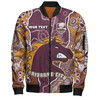 Brisbane Broncos Grand Final Custom Bomber Jacket - Custom Brisbane Broncos With Contemporary Style Of Aboriginal Painting  Bomber Jacket