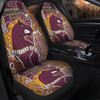 Brisbane Broncos Grand Final Custom Car Seat Covers - Custom Brisbane Broncos With Contemporary Style Of Aboriginal Painting  Car Seat Covers