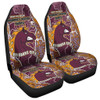 Brisbane Broncos Grand Final Custom Car Seat Covers - Custom Brisbane Broncos With Contemporary Style Of Aboriginal Painting  Car Seat Covers