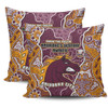 Brisbane Broncos Grand Final Custom Pillow Covers - Custom Brisbane Broncos With Contemporary Style Of Aboriginal Painting  Pillow Covers