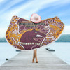 Brisbane Broncos Grand Final Custom Beach Blanket - Custom Broncos With Contemporary Style Of Aboriginal Painting  Beach Blanket