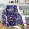 Melbourne Storm Grand Final Custom Blanket - Custom Melbourne Storm With Contemporary Style Of Aboriginal Painting Blanket