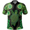 Australia Polo Shirt - Aboriginal Art Green Turtle Inspired