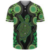 Australia Baseball Shirt - Aboriginal Art Green Turtle Inspired