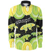 Australia Long Sleeve Shirt - Aboriginal Green Butterflies Art Inspired