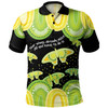 Australia Polo Shirt - Aboriginal Green Butterflies Art Inspired
