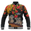 Australia Baseball Jacket - Aboriginal Save Endangered Koalas Red Bottle Brush Flower