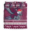 Manly Warringah Sea Eagles Bedding Set - Australia Ugly Xmas With Aboriginal Patterns For Die Hard Fans