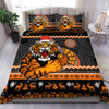 Wests Tigers Bedding Set - Australia Ugly Xmas With Aboriginal Patterns For Die Hard Fans
