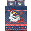 Sydney Roosters Quilt Bed Set - Australia Ugly Xmas With Aboriginal Patterns For Die Hard Fans