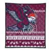 Manly Warringah Sea Eagles Premium Quilt - Australia Ugly Xmas With Aboriginal Patterns For Die Hard Fans