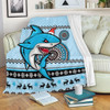 Cronulla-Sutherland Sharks Premium Blanket - Australia Ugly Xmas With Aboriginal Patterns For Die Hard Fans