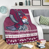 Manly Warringah Sea Eagles Premium Blanket - Australia Ugly Xmas With Aboriginal Patterns For Die Hard Fans