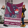 Manly Warringah Sea Eagles Premium Blanket - Australia Ugly Xmas With Aboriginal Patterns For Die Hard Fans