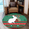 South Sydney Rabbitohs Round Rug - Australia Ugly Xmas With Aboriginal Patterns For Die Hard Fans