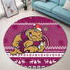 Queensland Round Rug - Australia Ugly Xmas With Aboriginal Patterns For Die Hard Fans