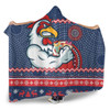 Sydney Roosters Hooded Blanket - Australia Ugly Xmas With Aboriginal Patterns For Die Hard Fans