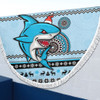 Cronulla-Sutherland Sharks Beach Blanket - Australia Ugly Xmas With Aboriginal Patterns For Die Hard Fans