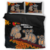 Australia Koala Bedding Set - Aboriginal Save Endangered Koalas Red Bottle Brush Flower Bedding Set