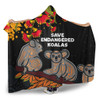 Australia Koala Hooded Blanket - Aboriginal Save Endangered Koalas Red Bottle Brush Flower Hooded Blanket