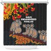 Australia Koala Shower Curtain - Aboriginal Save Endangered Koalas Red Bottle Brush Flower Shower Curtain