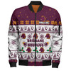 Brisbane Broncos Christmas Custom Bomber Jacket - Special Ugly Christmas Bomber Jacket