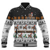 Wests Tigers Christmas Custom Baseball Jacket - Special Ugly Christmas Baseball Jacket