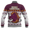 Brisbane Broncos Christmas Custom Baseball Jacket - Special Ugly Christmas Baseball Jacket