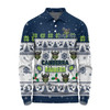 Canberra Raiders Christmas Custom Long Sleeve Polo Shirt - Special Ugly Christmas Long Sleeve Polo Shirt