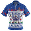 Newcastle Knights Christmas Custom Zip Polo Shirt - Special Ugly Christmas Zip Polo Shirt