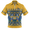 Parramatta Eels Christmas Custom Zip Polo Shirt - Special Ugly Christmas Zip Polo Shirt