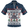 Sydney Roosters Christmas Custom Zip Polo Shirt - Special Ugly Christmas Zip Polo Shirt