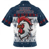 Sydney Roosters Christmas Custom Zip Polo Shirt - Special Ugly Christmas Zip Polo Shirt