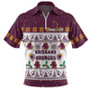 Brisbane Broncos Christmas Custom Zip Polo Shirt - Special Ugly Christmas Zip Polo Shirt